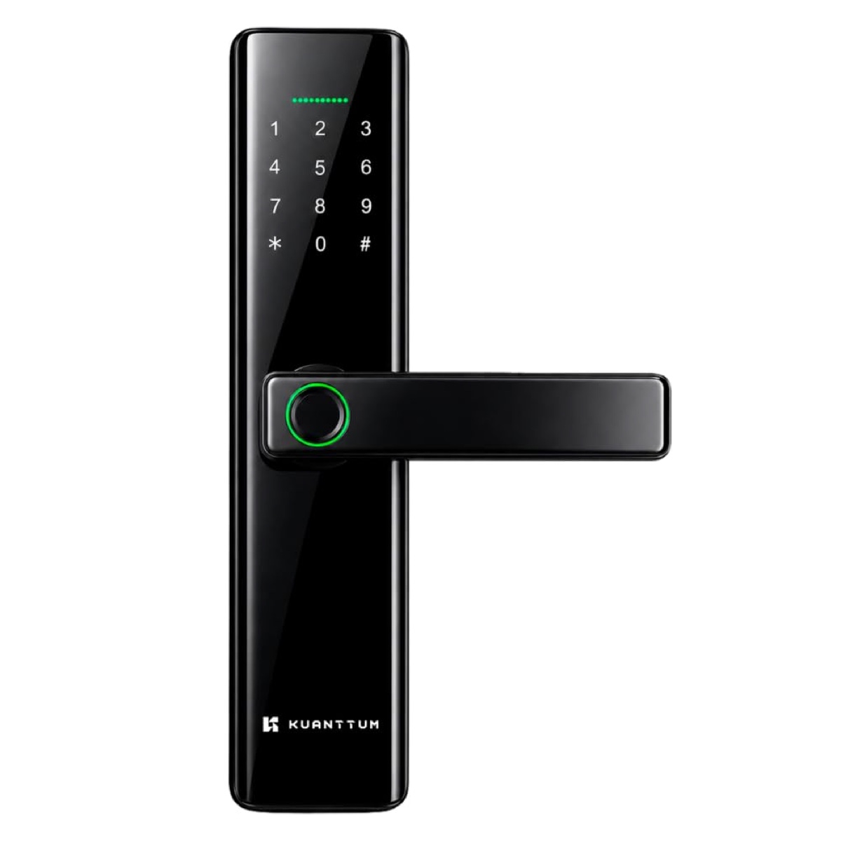 Fechadura digital biométrica Kuanttum Delta Pro Wi-Fi preta com maçaneta - Kuanttum