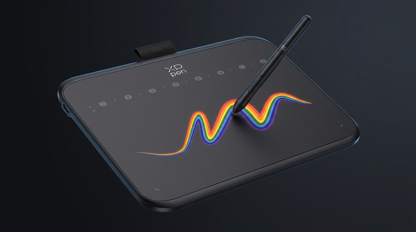 Mesa digitalizadora XP-Pen Deco 640 com a caneta, a primeira colocada do ranking, com 16.384 níveis de pressão e teclas de atalho