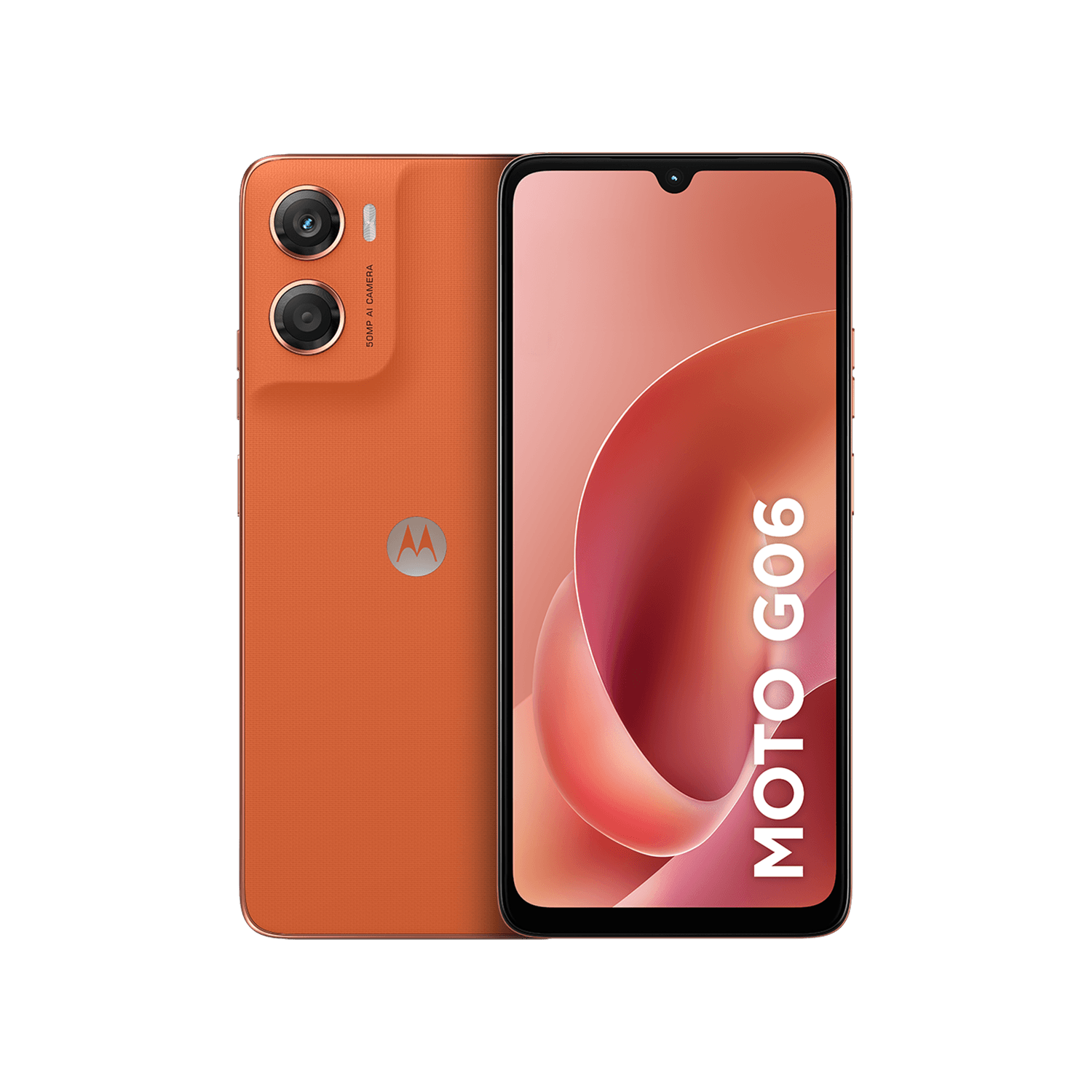 Motorola Moto g06 128 GB laranja, frente e verso - Motorola