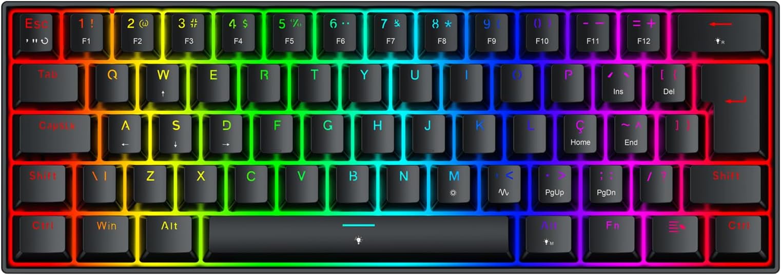 Teclado Magnético Redragon Fizz K617RGB-M 60% Rapid Trigger 8000Hz ABNT2