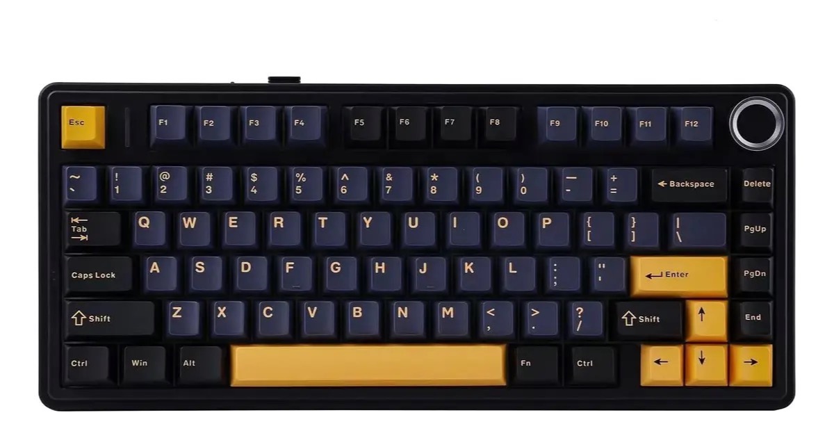 Teclado mecânico Aula F75 preto sem fio, layout 75% com RGB - Aula