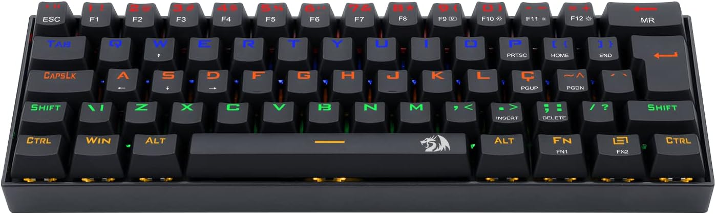 Teclado Mecânico Redragon Lakshmi K606 60% ABNT2 Switch Brown